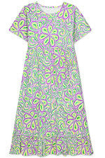 Vestido para mujer - Vestido floral estampado - Solero - 2XL - Verde púrpura