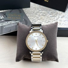 Bulova Futuro Reloj Hombre Moderno Cuarzo Diamante Plata Oro Esfera Dos Tonos 98D151