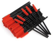 Paquete de 50 cepillos desechables de rímel de pestañas varitas aplicador rojo