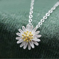 Precioso collar colgante de flores de plata de ley 925 para mujeres niñas joyas