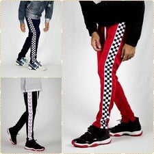 Pantalones de chándal para hombre Techno Checker and Bull estilo hip hop cordón largo S a 2XL