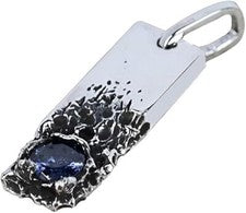 Colgante de zafiro azul natural para hombre de plata de ley 925 joyería regalo por amor