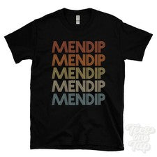 CAMISETA MENDIP ESTILO RETRO REPETIDO Hombre y Mujer Reino Unido Lugar Nombre Regalo