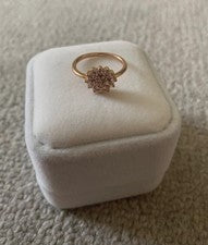 Anillo con racimo de diamantes simulados de oro talla M 1/2 talla 7 clásico relleno de oro
