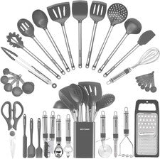 Juego Utensilios Cocina 33 Pzs Silicona y Acero Inoxidable para Ollas Antiadher