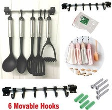 6 Ganchos Utensilios de Cocina Portaherramientas Ganchos Movibles Accesorio Almacenamiento Pared Estante Riel