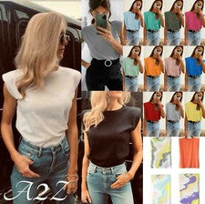 Para mujeres Damas Camiseta Acolchada al Hombro Italiana Sin Mangas Camiseta Prenda para el torso Verano Moda