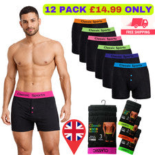 12 pares de calzoncillos boxer para hombre 6,3 de diseñador negros de moda banda ropa interior. Rico en algodón
