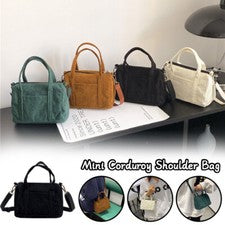 Bolso de Hombro de Pana Mujer Bolso de Mano Cremallera Informal Cartera Mini
