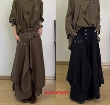 Estilo Japonés Hombres Retro Irregular Pierna Ancha Pantalones Informales Pantalones Ropa de Calle Lo último