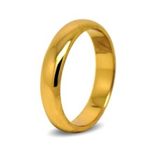 Alianza de anillo de boda relleno de oro de 18 quilates lisa delgada de 4 mm para hombre o mujer 18 quilates GF