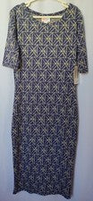 Vestido Talla XXS Mujer Azul Diseño Geométrico LuLaRoe Mezcla Rayón