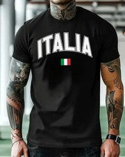 Italia Informal Moda Para Hombres Camiseta Elegante Vibrante Fútbol Estilo Suave Italia