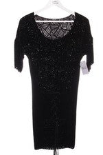 Vestido de verano Kimberly Ovitz midi mujer negro elegante manga corta talla 34