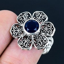 Anillo de joyería de plata esterlina 925 hecho a mano con piedras preciosas...