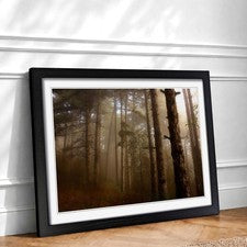 Paisaje Bosque Niebla 1 Impresión de Arte de Pared Enmarcada Decoración del Hogar Listo para Colgar