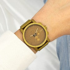 Oozoo Reloj De Pulsera Unisex Timepieces Analógico De Cuero Verde Oliva UOC11217