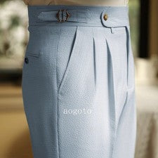 Pantalones de cintura alta para hombre Pantalones informales rectos de verano elegantes pantalones británicos de moda