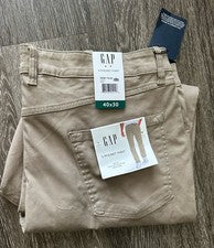 Pantalones Gap 5 Bolsillos Para Hombre 40x30 Caqui Beige Ajustados Rectos Estilo Clásico