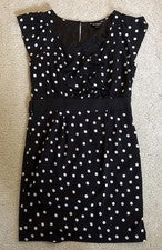 Vestido Express para mujer talla 10: negro blanco lunares volantes vestido lápiz