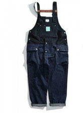 Mono suelto de moda para hombre pantalones de mezclilla con tirantes pantalones holgados que bloquean el color