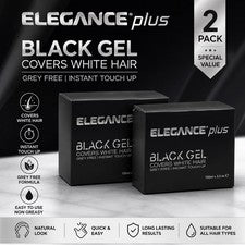 Elegance Plus Negro Gel Cubre Cabello Blanco Retoque Instantáneo Fórmula 100ml/3.5oz