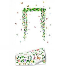 Juego de 6 hojas de pegatinas de pared florales mariposa extraíbles para decoración del hogar 90x30 cm