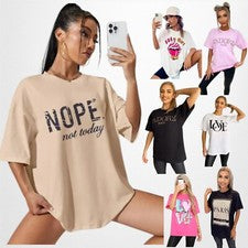 Camiseta para mujer Camiseta de gran tamaño holgada manga corta con eslogan Camiseta Prendas para el torso