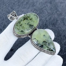 Colgante Prehnita Plata de Ley 925 Colgante de Piedras Preciosas Prehnita, Regalo