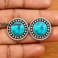 Pendientes de regalo de joyería hecha a mano de plata esterlina 925 con piedras preciosas turquesa