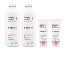 Dr.FORHAIR Folligen Champú Energía Celular 750ml x 2 + 100ml x 2 Set, Cuidado del Cuero Cabelludo