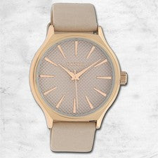 Oozoo Reloj de Pulsera Mujer Relojes Analógico Cuero Gris Topo Marrón Claro