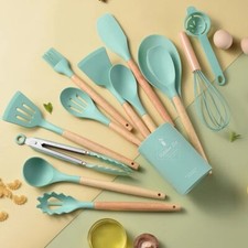 Juego de utensilios de cocina de silicona de 14 piezas cuchara de cocina antiadherente y herramientas para hornear