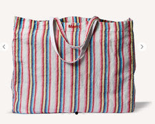 Bolso de compras Merci Paris Boutique lino lavado sombrilla rayas bolso grande nuevo con etiquetas
