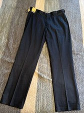 Pantalones para hombre Haggar talla 38x34 premium calce clásico frente plano sin hierro azul marino nuevos con etiquetas