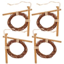 4 Piezas Marco de Ratán para Accesorios de Boda Colgante Colgante Decoración de Pared Hogar