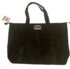 Bolso de Mano London Fog Para Mujer Negro Impermeable Doble Correas Bolsillos con Cierre de Cremallera