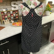 Antiguo Vestido Azul Marino Para Mujer Talla Pequeña Espalda Corredora Cambio Boho Negro Blanco Estampado Rayón Nuevo