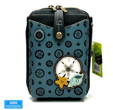 BOLSO BANDOLERA SAND DOLLAR BEACH SNAP PROTECCIÓN RFID AZUL CHALA