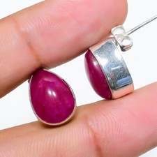 Pendiente de plata estornino 925 hecho a mano con piedras preciosas de ónix rosa 0,75
