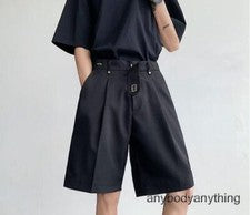 Hombres Moda Verano Punk Gótico Metal Botón Traje Pantalones Juveniles Informales Pantalón Corto