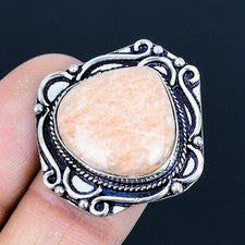 Anillo de joyería de plata esterlina 925 hecho a mano con piedras preciosas d...