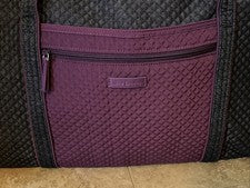 Vera Bradley Raro Denim Y Microfibra Púrpura Grande Lona Forro Floral