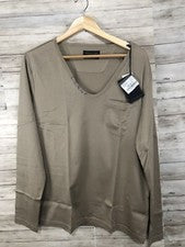 Camisa Kigili Para Hombre Camiseta Extra Grande Beige Cuello en V Extra Delgada Algodón Egipcio N75