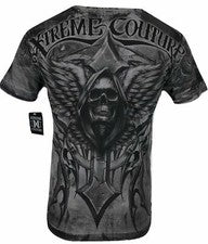 Camiseta para hombre Xtreme Couture Affliction ÚLTIMO GRITO gris tatuaje motociclista S-5XL