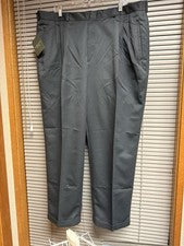 Pantalones de vestir Van Heusen Micromattique azul marino 42x30 plisados delanteros nuevos con etiquetas