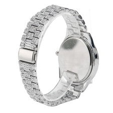 Reloj Plateado Grande Azul Esfera Cuarzo Brillante Reloj Con Pulsera Plateada C NUEVO
