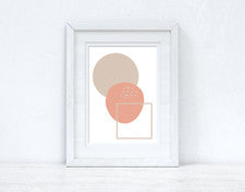 Impresión abstracta de 4 formas de colores rosa melocotón y beige decoración de pared para el hogar