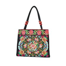 Bolso de Mano Bordado Bolso de Viaje Playa Vintage Bordado Étnico Mujeres Floral...
