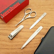 Juego de manicura Kershaw cuidado de uñas pinzas inclinadas tijeras para cabello facial puntas redondas
